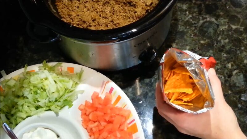 Preparation and Cooking of Taco in a Bag